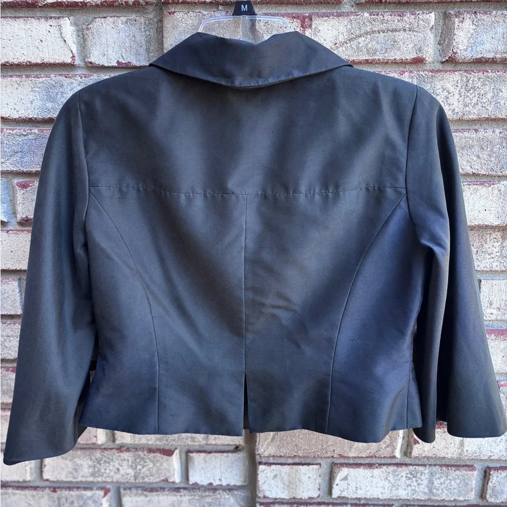 Talbot's Pure Silk One Button Blazer Jacket Cropped Black Size 6 - Picture 2 of 11